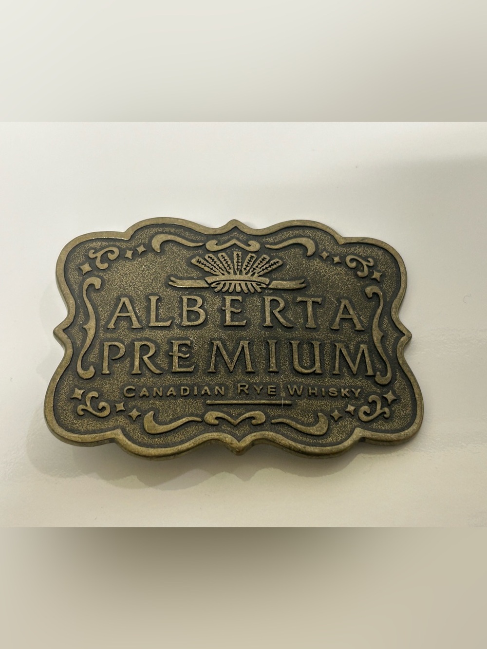 Vintage Alberta Premium Canadian Rye Whisky Brass Tone Belt Buckle